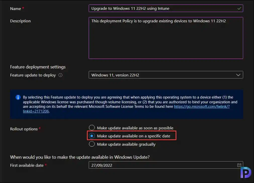 Windows 11 22H2 Rollout Options using Intune