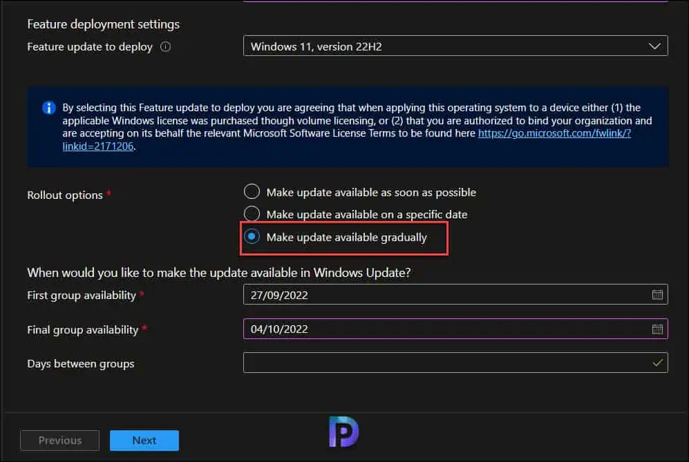 Windows 11 22H2 Rollout Options using Intune