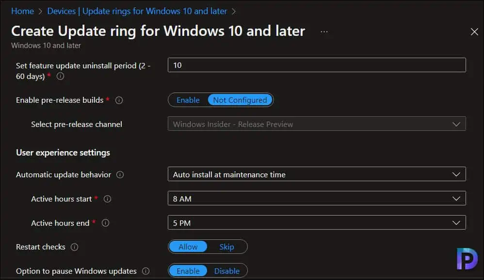 Specify Update Ring Settings for Windows 11 22H2