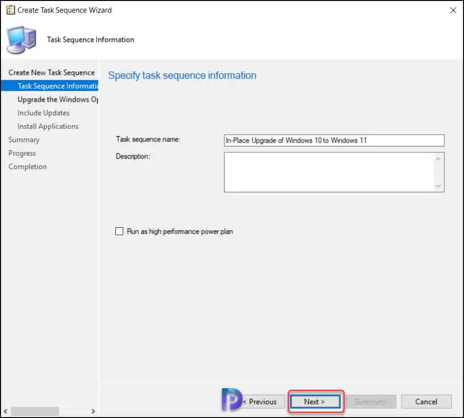Create Windows 11 In-place upgrade SCCM Task Sequence