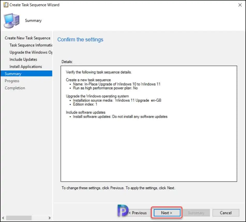 Create Windows 11 In-place upgrade SCCM Task Sequence