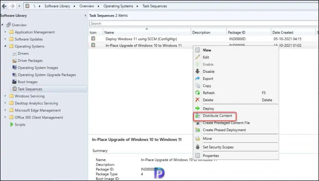 Distribute the Windows 11 Task Sequence Content to Distribution Points