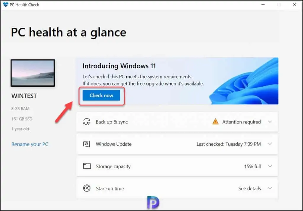 Install Windows 11 PC Health Check App