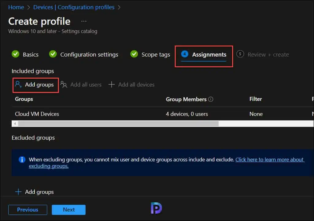 Device Configuration Profile Assignments