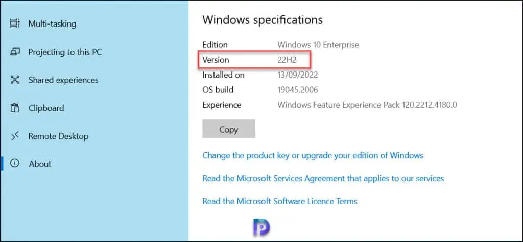 Verify the Windows 10 22H2 Version and Build Number