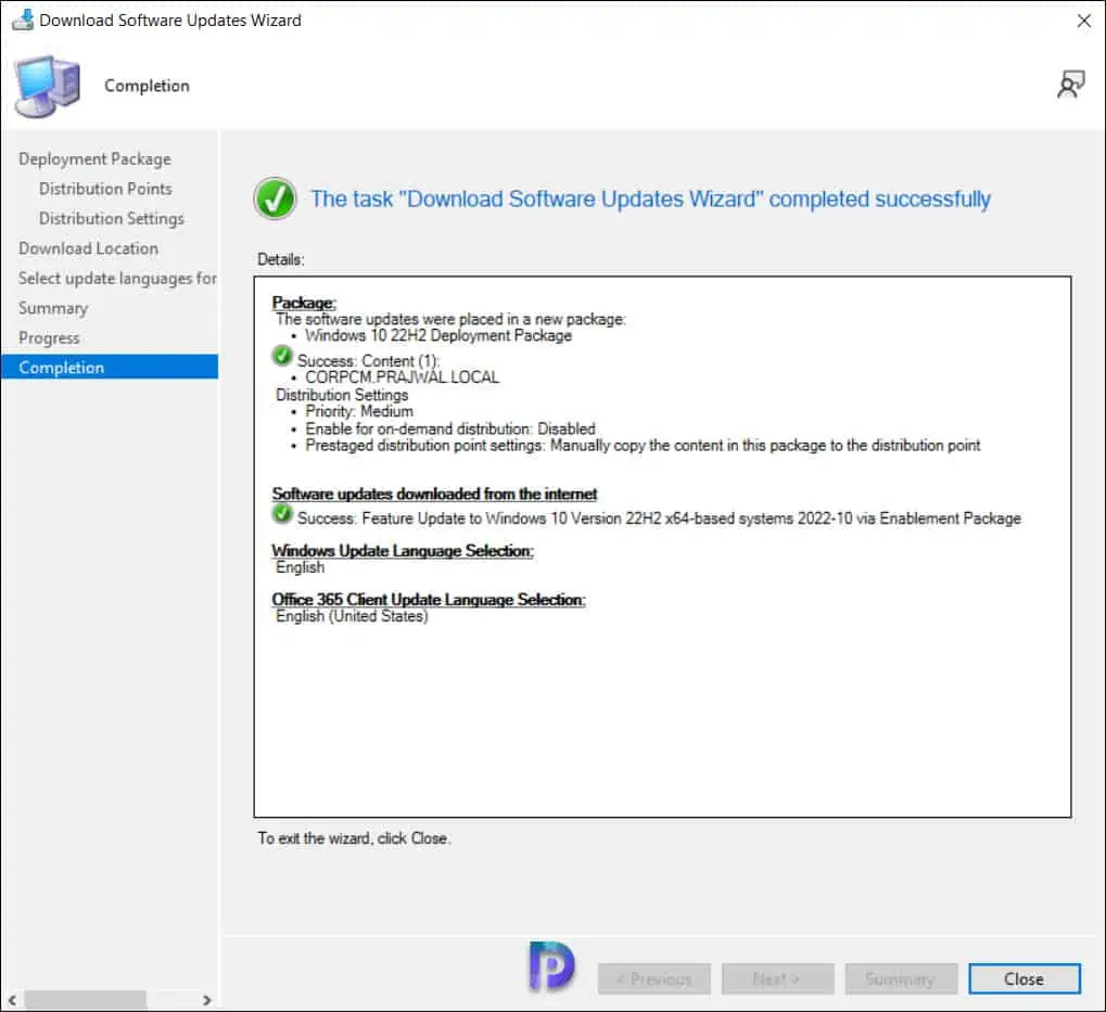 Close Download Software Updates Wizard