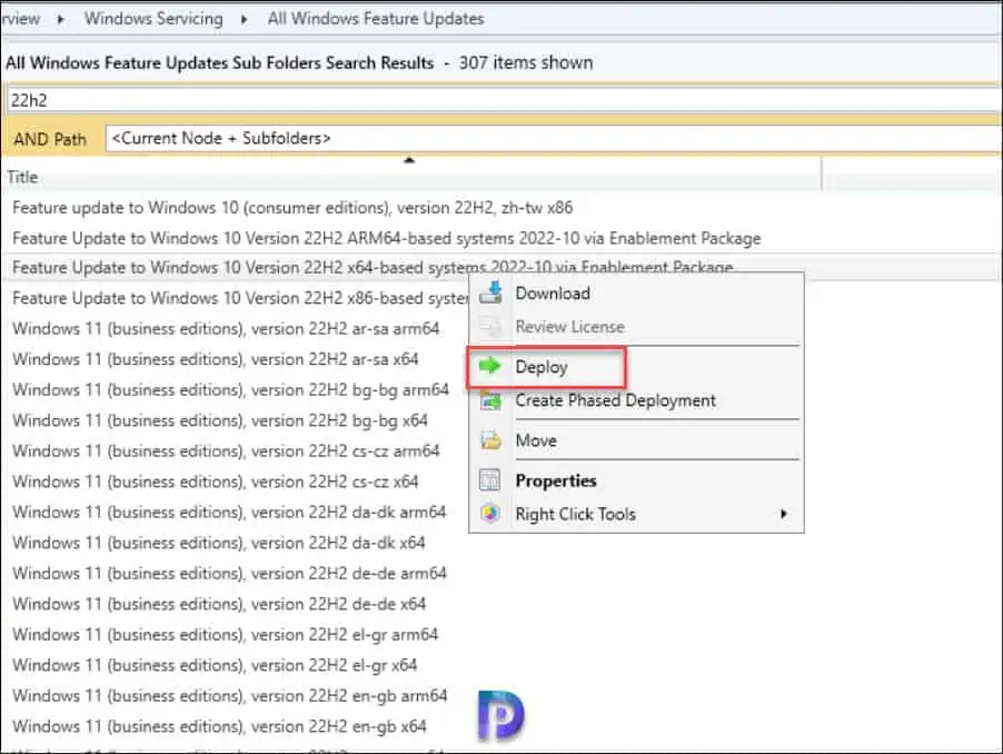 Deploy Windows 10 22H2 Feature Update using SCCM