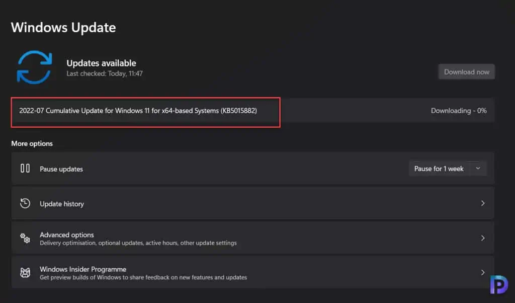 Install Windows 11 KB5015882 Update