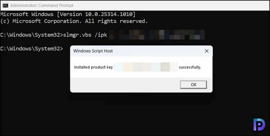 Activate Windows using Command Prompt